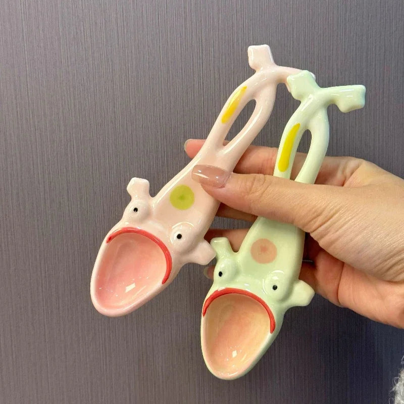 Funny Frog Long Handle Ceramic Spoon - Image 6