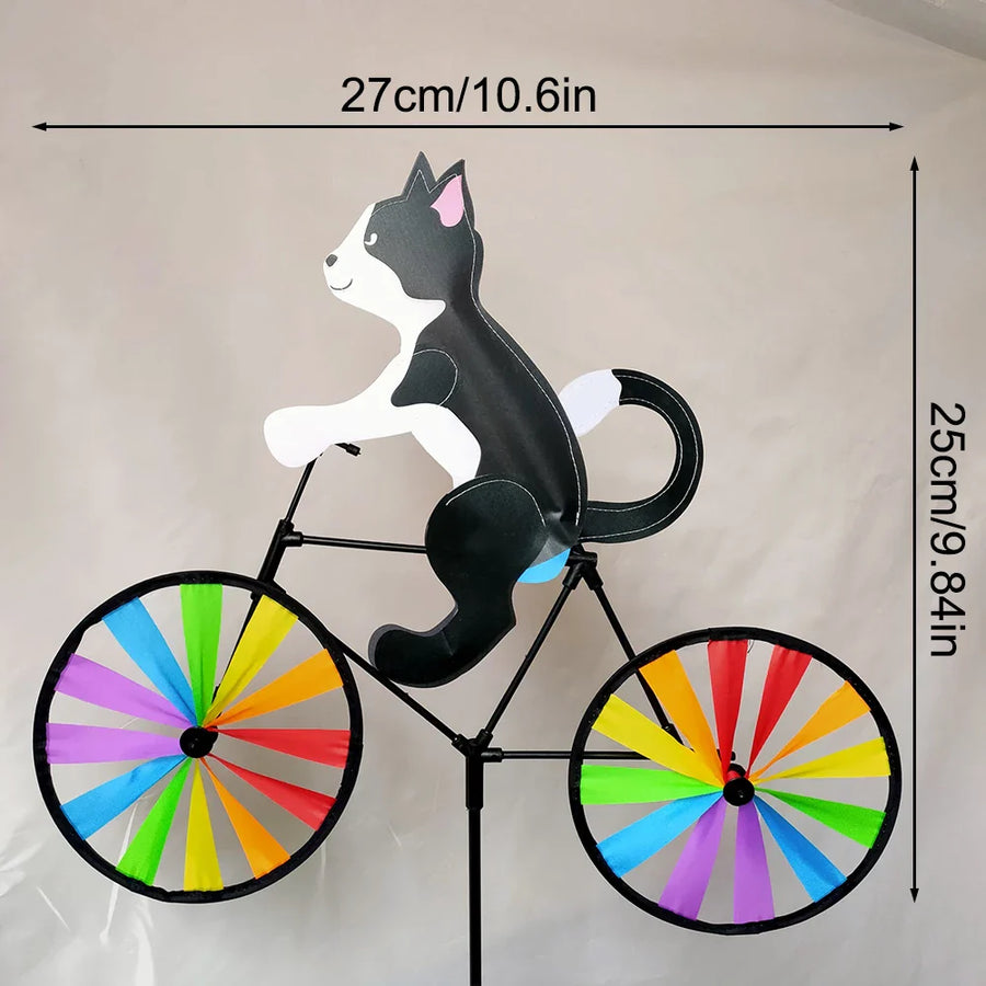 Rainbow Bicycle Cat Garden Decor - Image 4