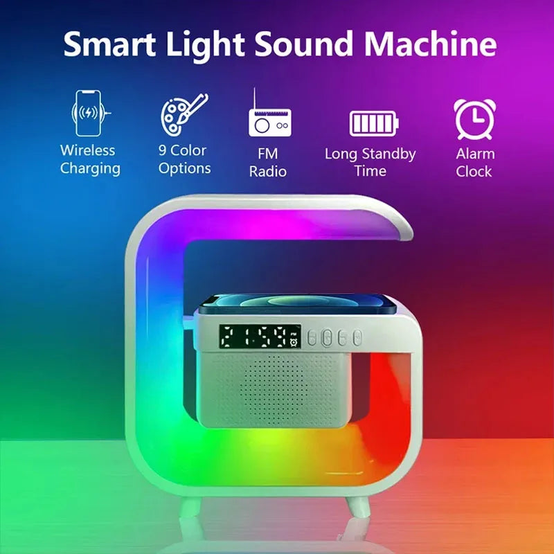 RGB Wireless Charging Bluetooth Futuristic Night Lamp Speaker - Image 2