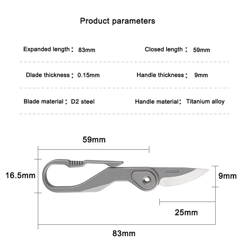 Mini Outdoor Foldable Titanium Knife Keychain - Image 11