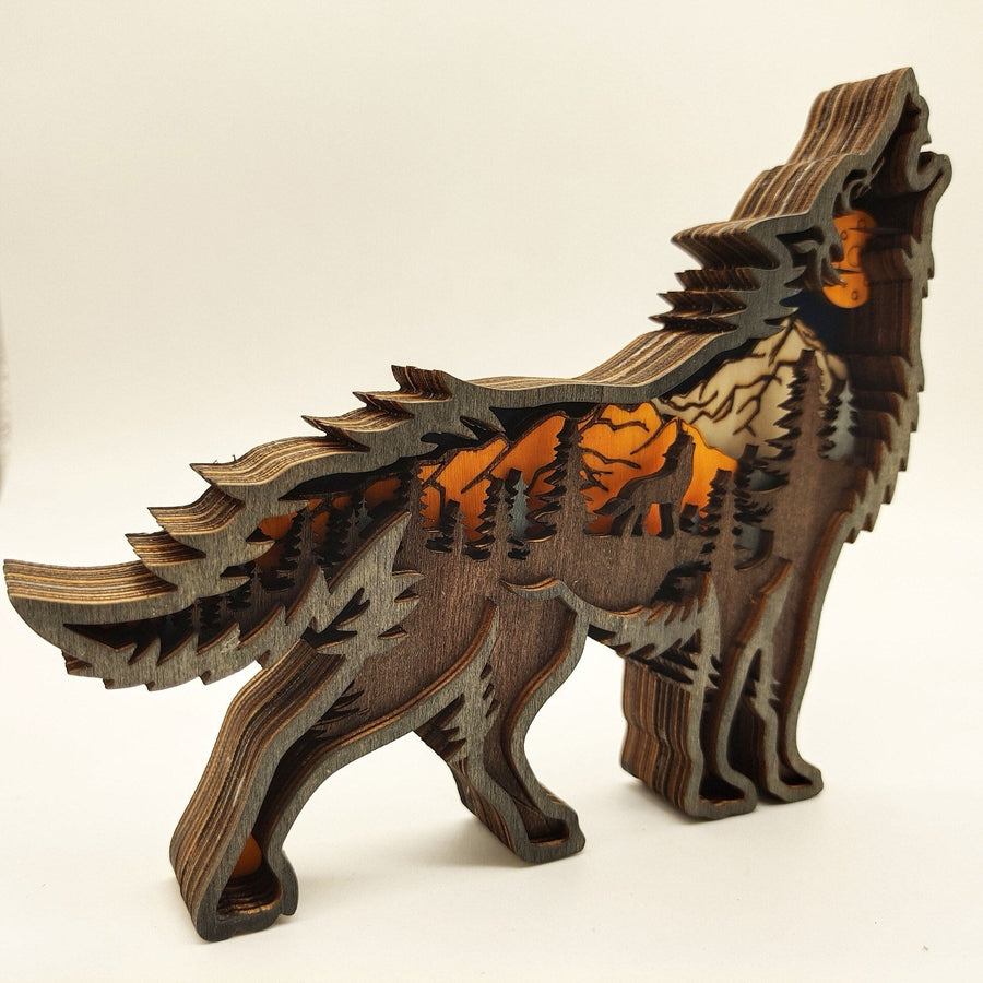 Nightglow Wooden Craft Wolf Decor - Image 5