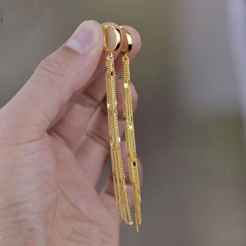 Elegant Flow Long Metal Tassel Earrings - Image 10
