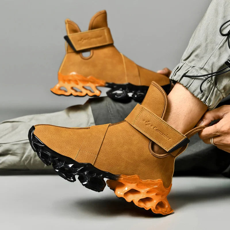Hybrid Black Orange Ergonomic Adventure Ankle Boots - Image 4