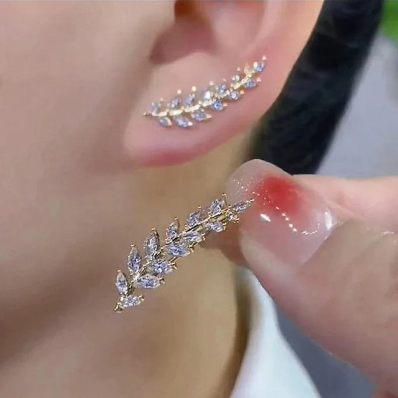 Crystal Leaf Design Cuff Earring - Image 3