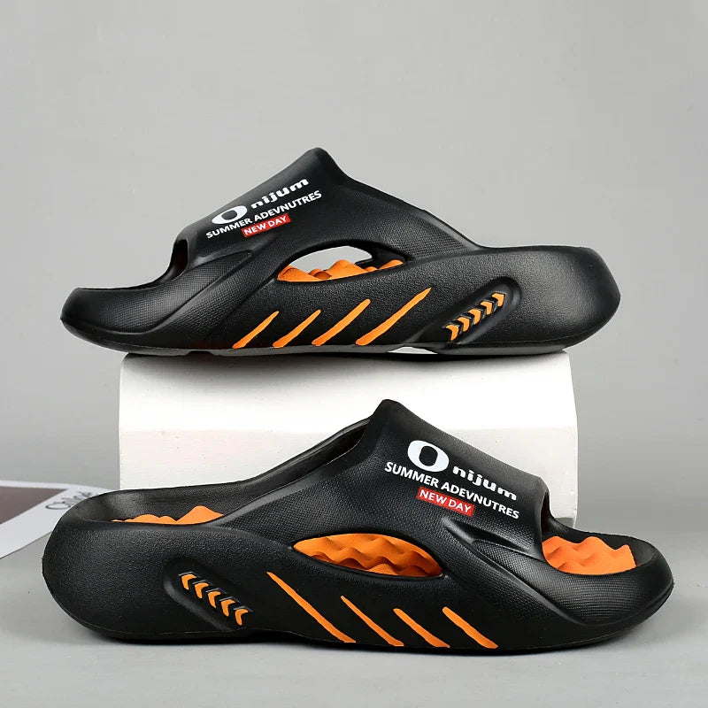 Orange Fire Casual Beach Massager Slippers - Image 0