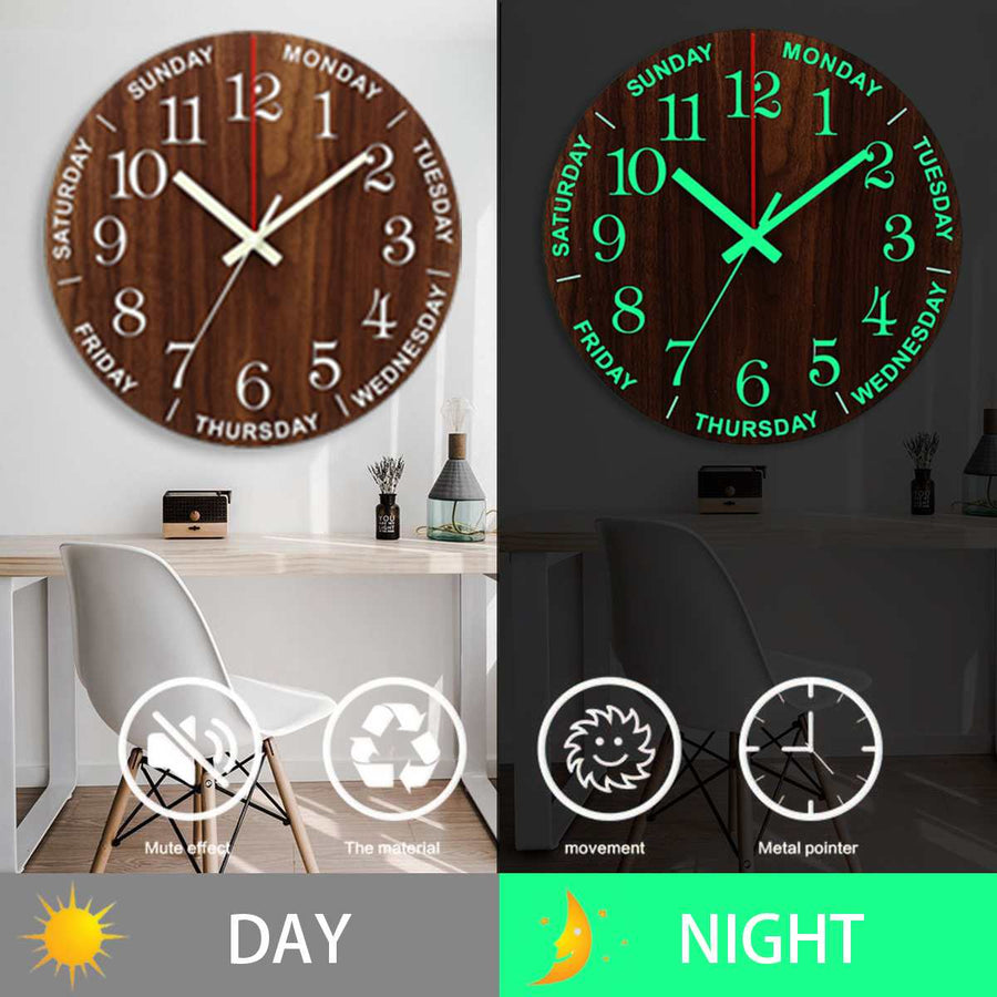 Nordic Luminous Wood Silent Wall Clock - Image 4