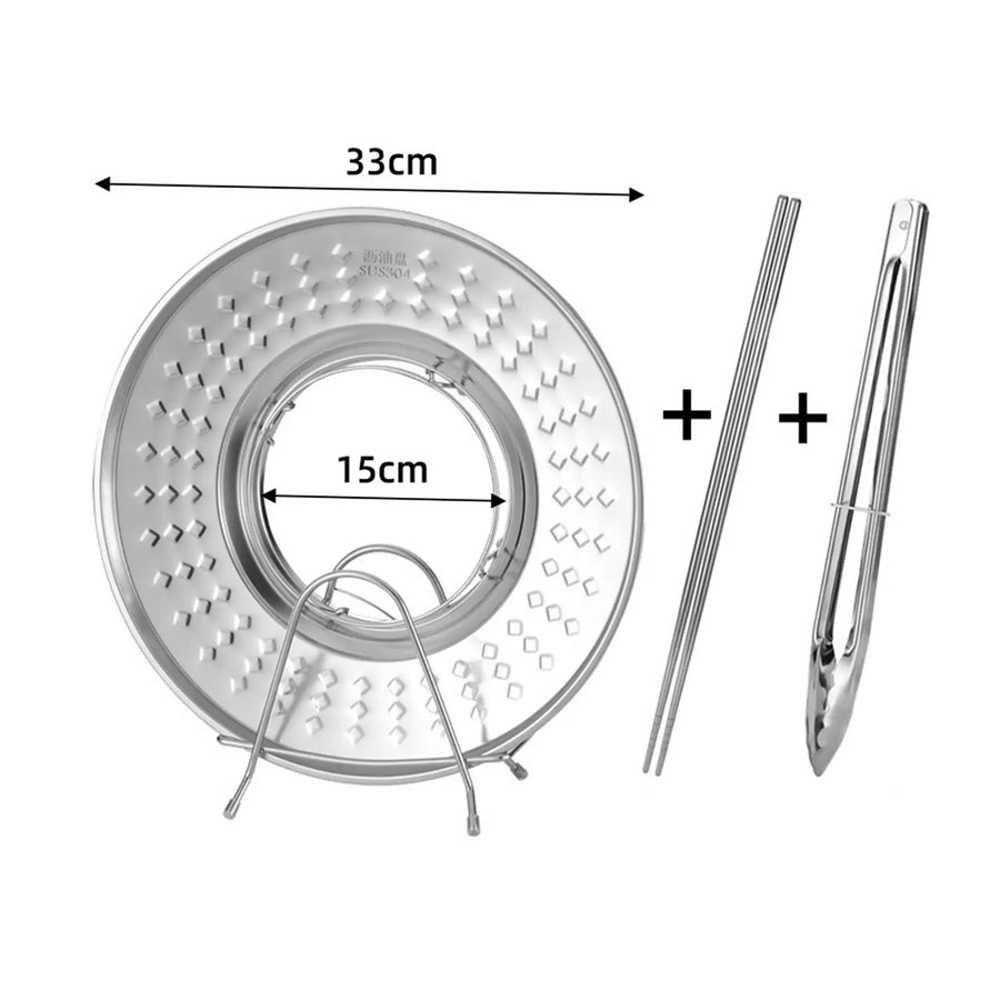 Splashproof Frying Oil Filter Tray Kitchen Strainer Rack - Image 3