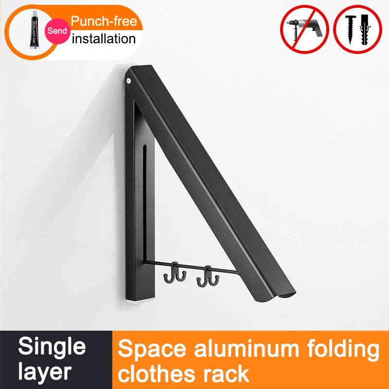 Space Saver Foldable Wall Clothes Aluminum Rack - Image 10
