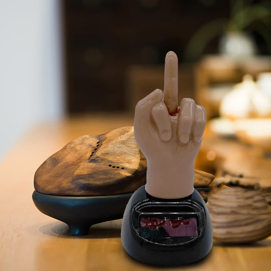 Car Dashboard Middle Finger Solar Power Decor - Image 1