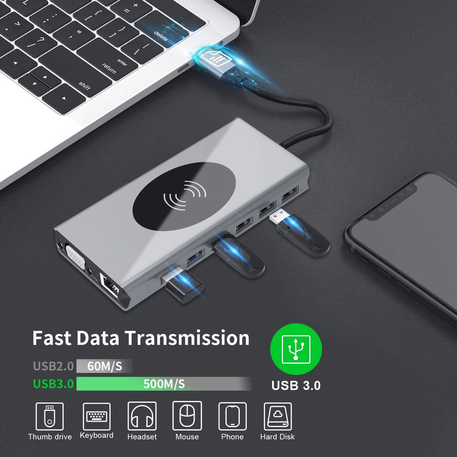 15in1 USB-C Wireless Charging Docking Station - Image 2