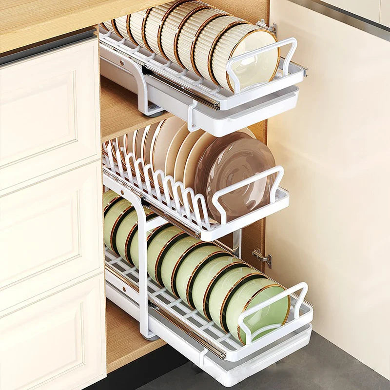 Kitchen Cabinet Sliding Storage Dish Rack - Image 2