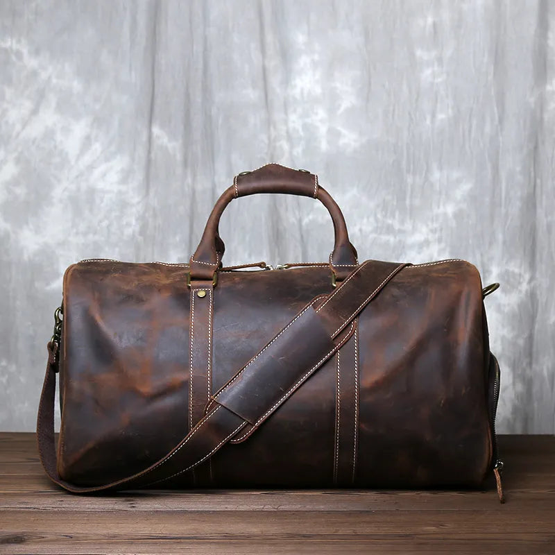 American Style Retro Leather Large Capacity Shoulder Bag - Image 4