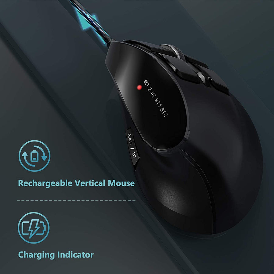 Vertical Ergonomic Soft Click Wireless Mouse - Image 3