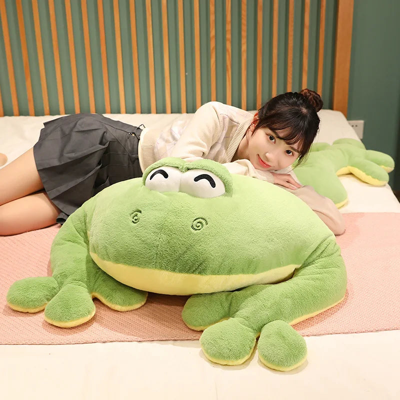 Jumbo Huggable Giant Green Frog Plush Toy - Image 1