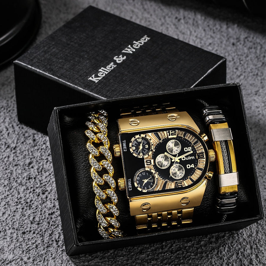 Big Dial Watch Quartz Business Men Gift Set - Image 2