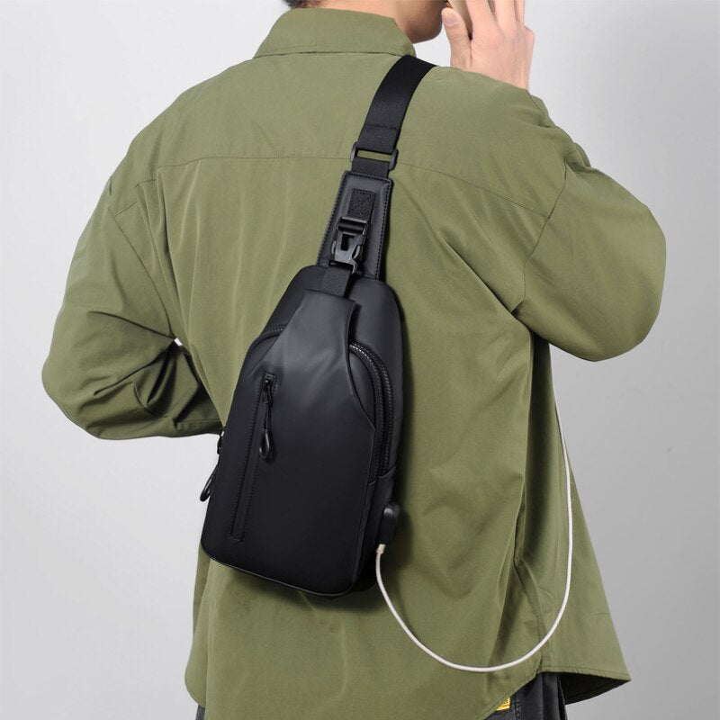 Korean City Waterproof USB Charging Crossbody Bag - Image 1