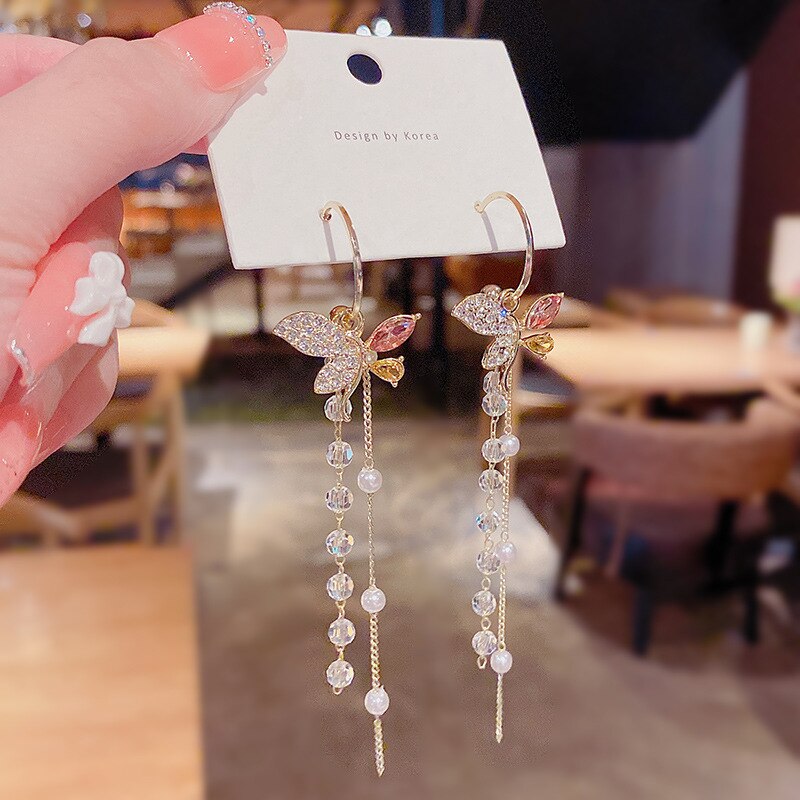 Elegant Flower Long Chain Earrings - Image 11
