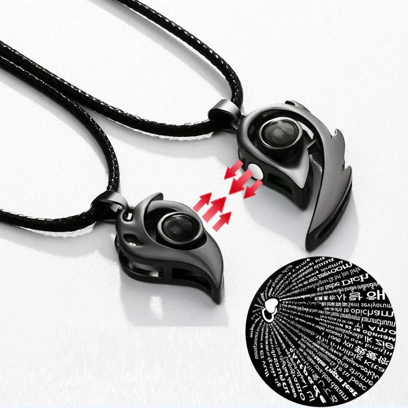 I Love You Magnetic Projection Couple Necklace Set - Image 0