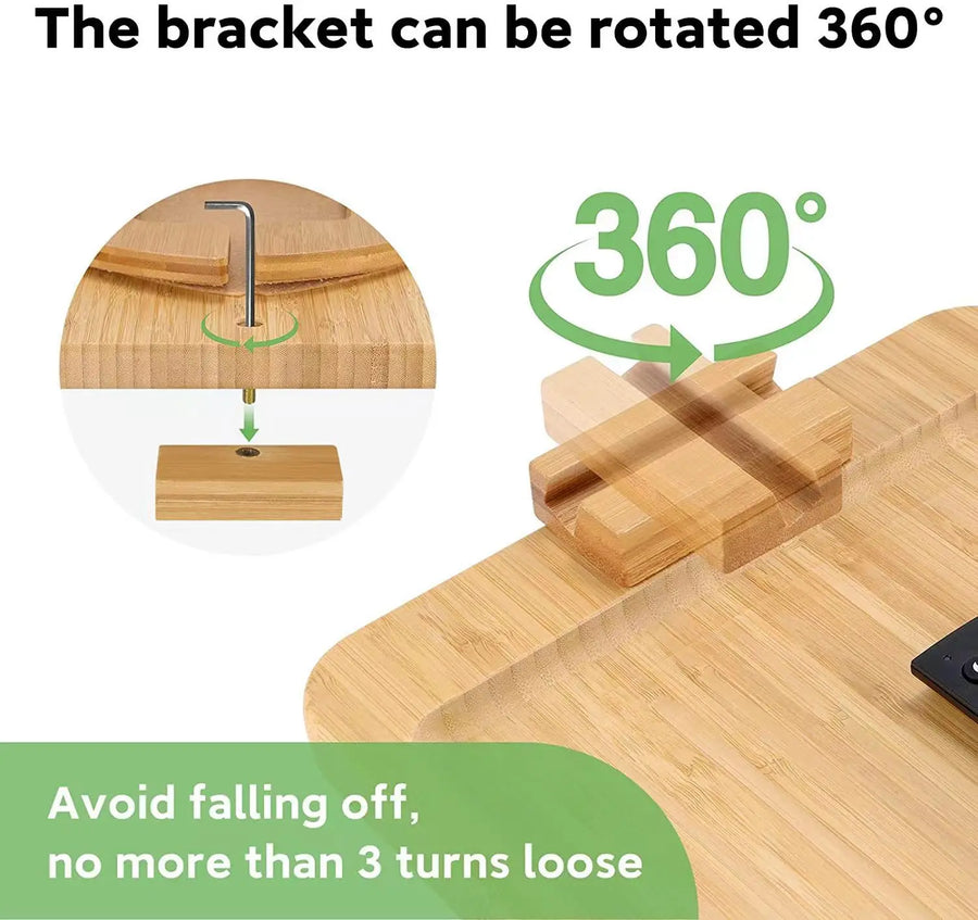 Wooden Clip-On Sofa Armrest Table Foldable Tray - Image 6