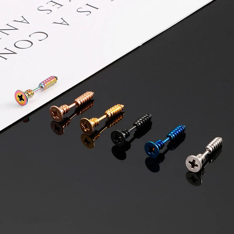 Bolt Head Industrial Screw Stud Earrings