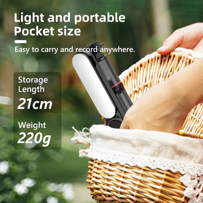 Ultra Foldable Built-In Lighting Selfie Stick Tripod - Image 2