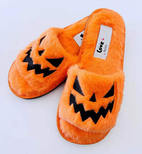 Soft Scary Pumpkin Slippers - Image 0