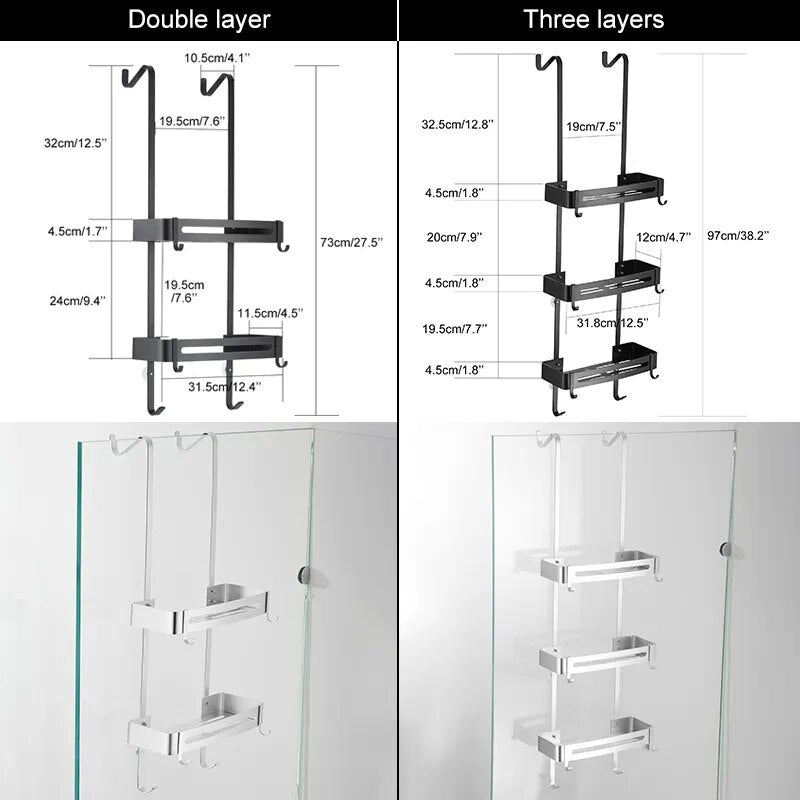 Sleek Shower Nail-Free Dual Layer Organizer Rack - Image 2