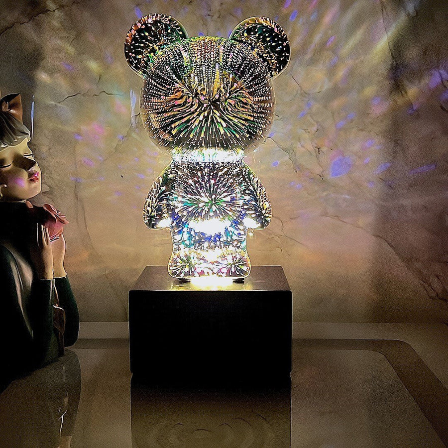 LED Bear Fireworks Night Lamp - Image 1