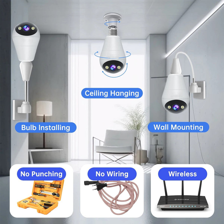 Fisheye Mini WiFi Bulb Security Camera - Image 4