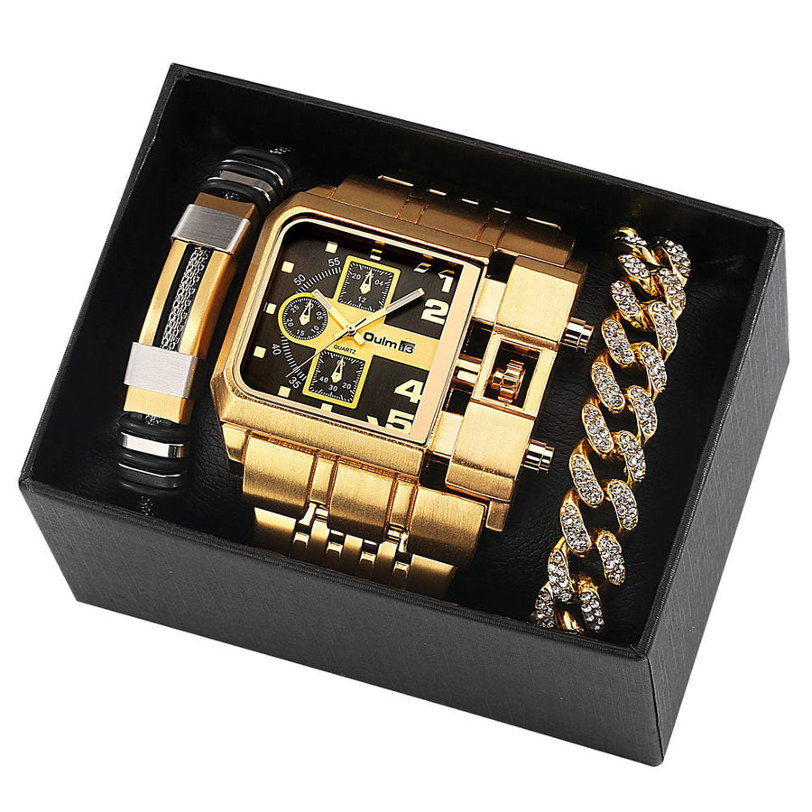Big Dial Watch Quartz Business Men Gift Set - Image 6