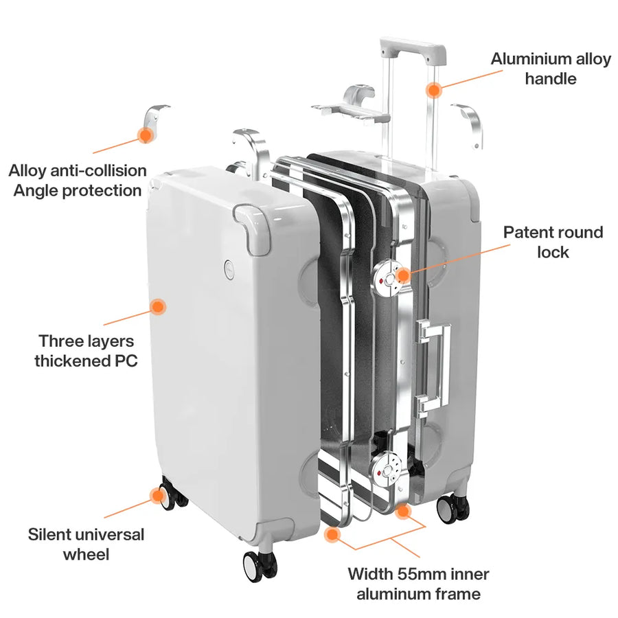 Durable Aluminum Frame Metal Corner Business Travel Suitcase - Image 3