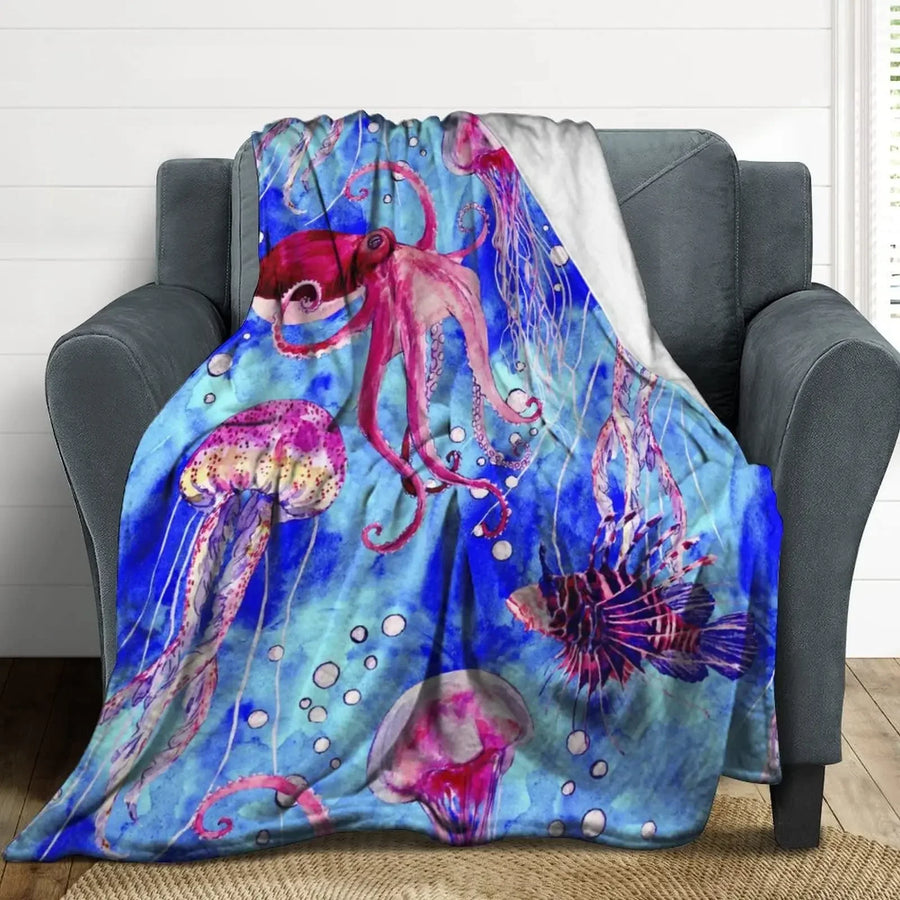 Sea Life Ocean Throw Octopus Blanket - Image 2