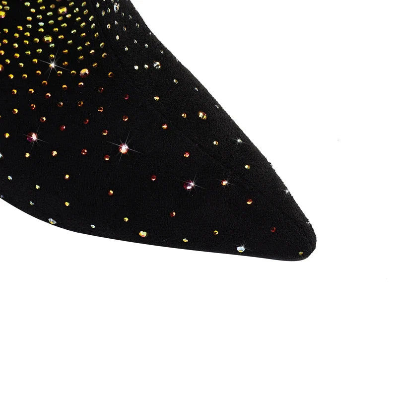 Tiger Gleam Rhinestone Skull High Heel Shoes - Image 2