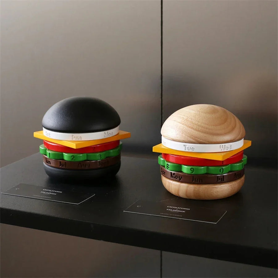 Rotating Wooden Hamburger Decorative Calender - Image 2