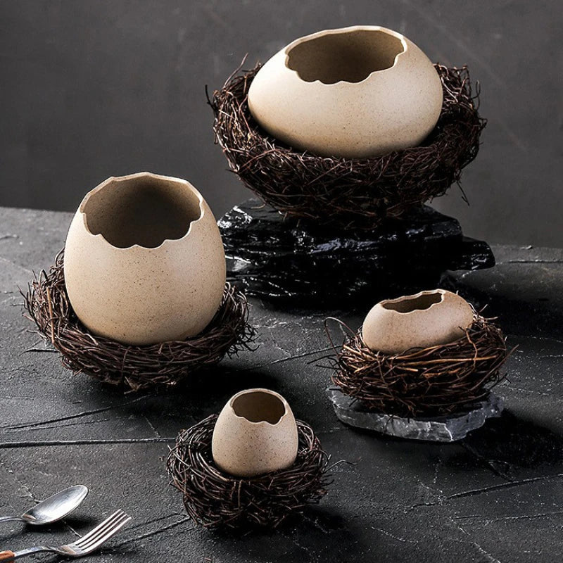 Creative Ceramic Bird Nest Eggshell Bowl - Image 2
