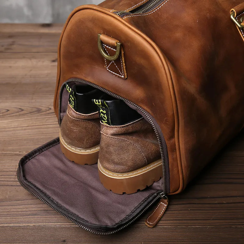 American Style Retro Leather Large Capacity Shoulder Bag - Image 1