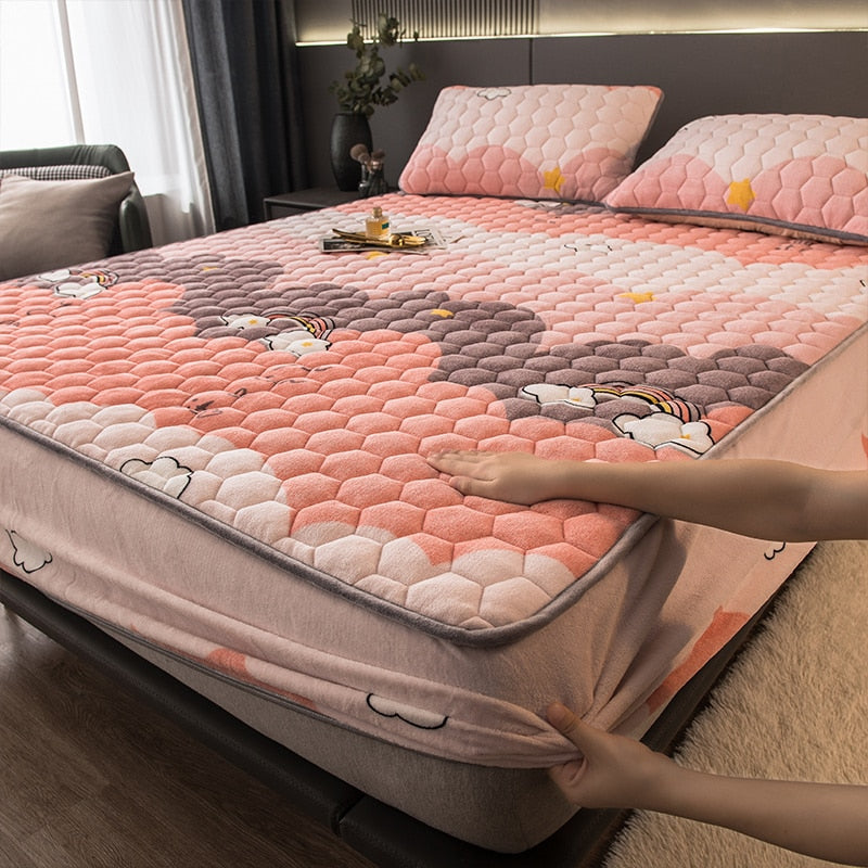 Elegant Velvet Thick Mattress Cover - Image 21