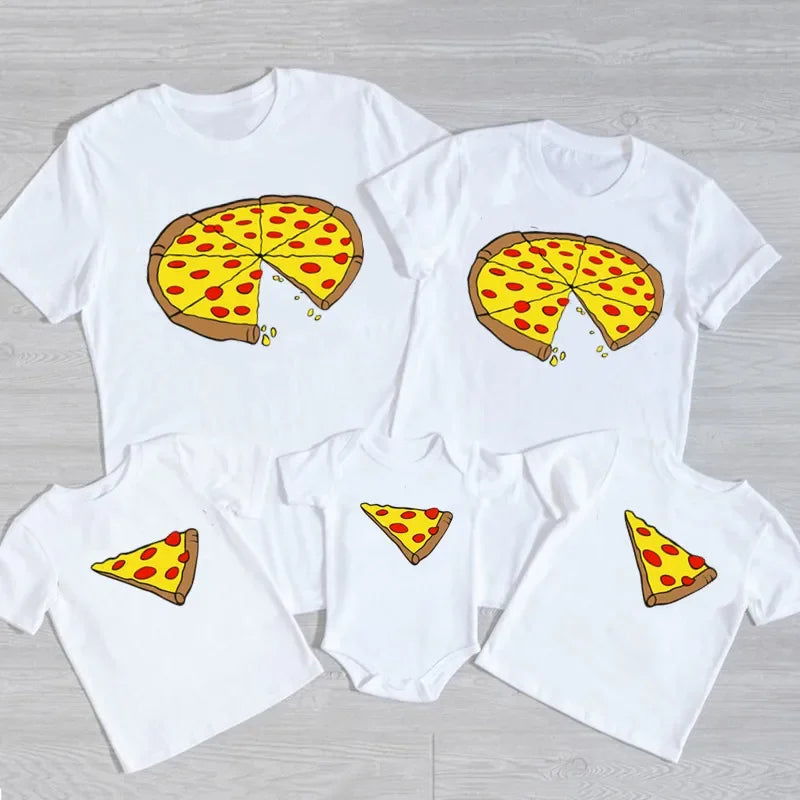 Slice & Baby Pizza Family Matching T-Shirt Set