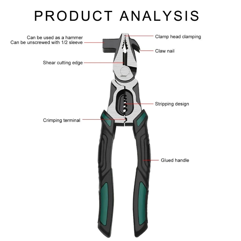 Heavy-Duty Industrial Precision Multifunctional Pliers Hammer - Image 3