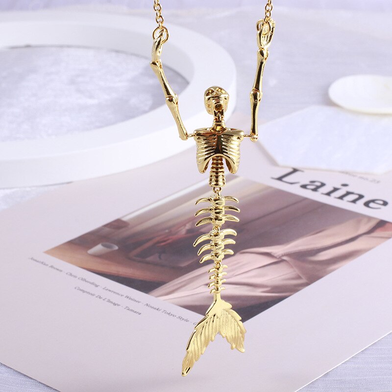 Gothic Mermaid Skull Necklace - Image 6