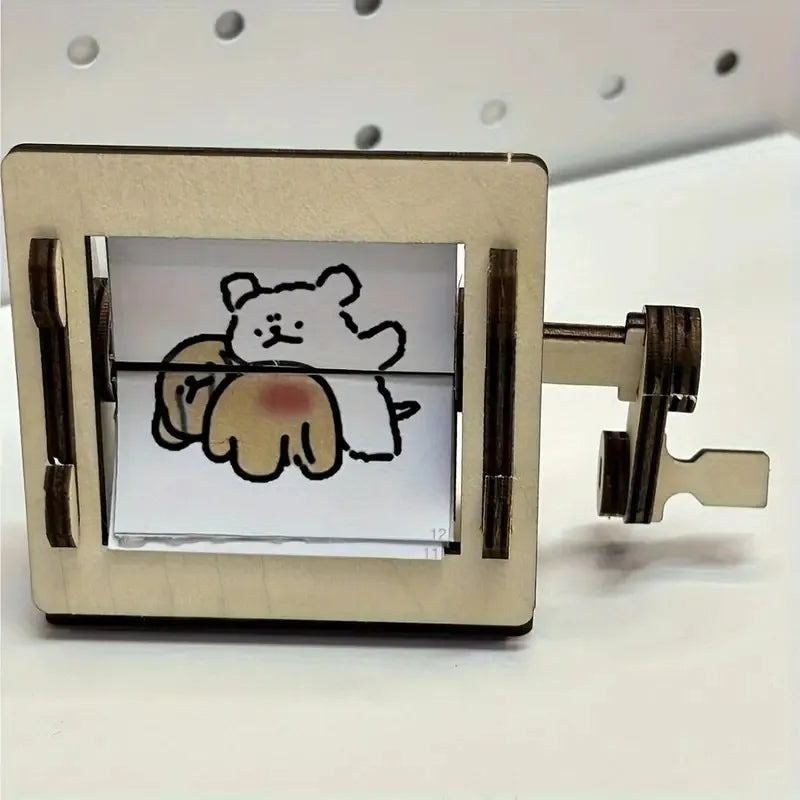 DIY Wooden Hand-Cranked Animation Machine Desktop Decor Kit - Image 4