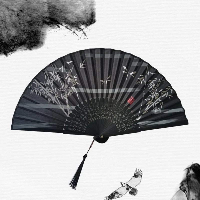Traditional Japanese Style Floral Hand Fan - Image 11