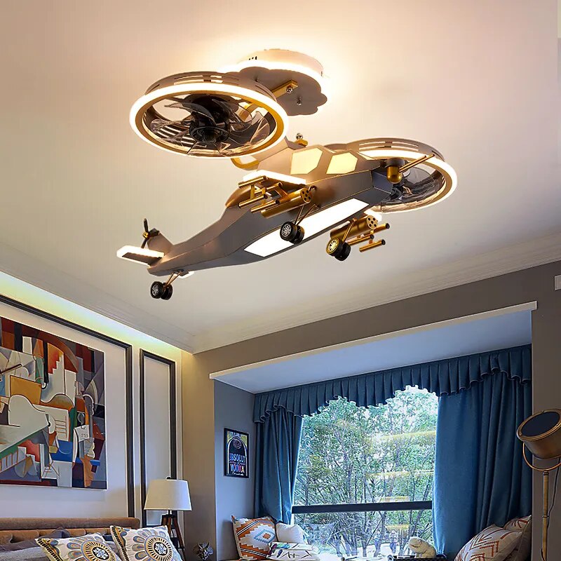 Sky Hero Helicopter LED Fan Lamp - Image 2