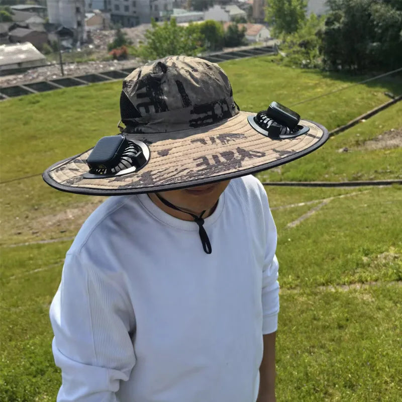 Cool Fast Super Wide Solar Fan Hat - Image 1
