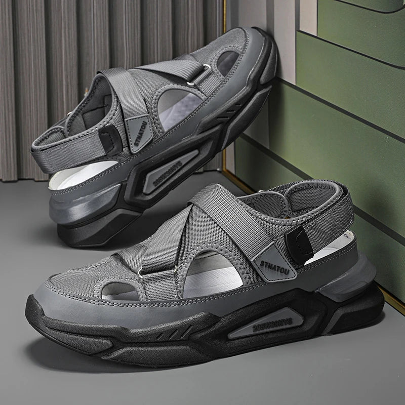 Summer Casual Leather Outdoor Non-slip Sandals - Image 1