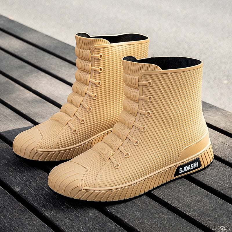 Rain Rider Slip-On Rubber Stylish Waterproof Boots - Image 1