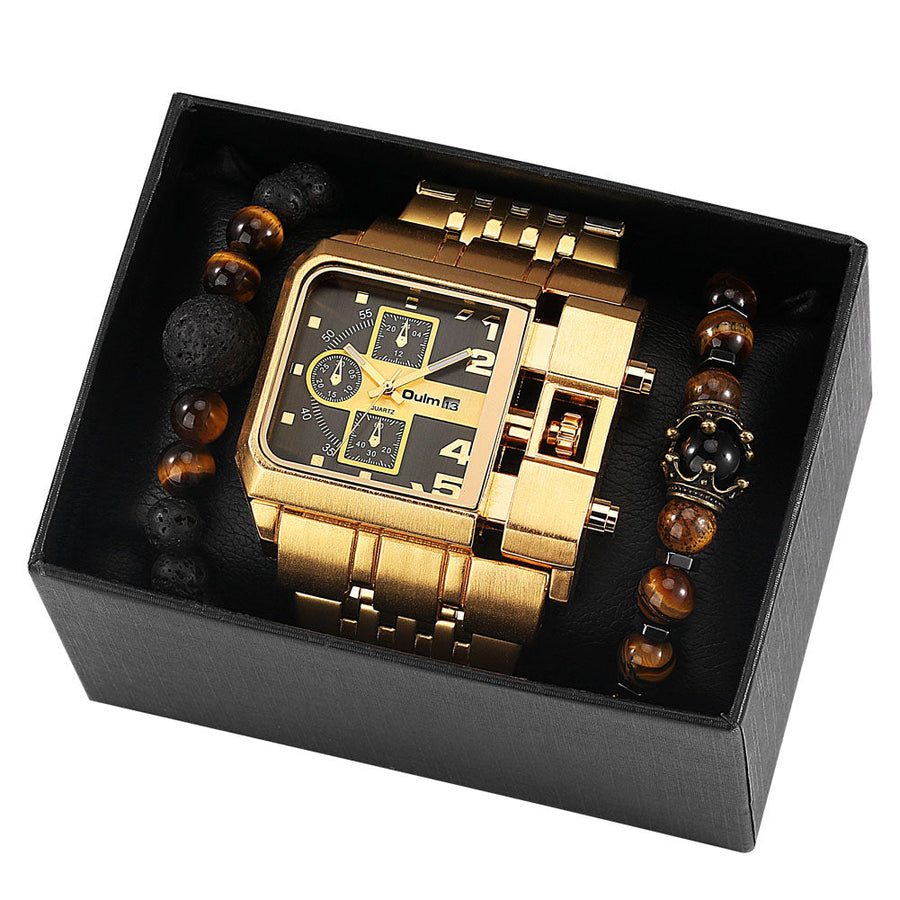 Big Dial Watch Quartz Business Men Gift Set - Image 4