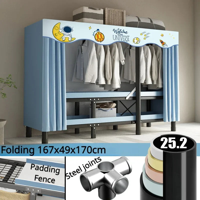 No-Assembly Protective Curtain Foldable Oxford Cloth Wardrobe - Image 7