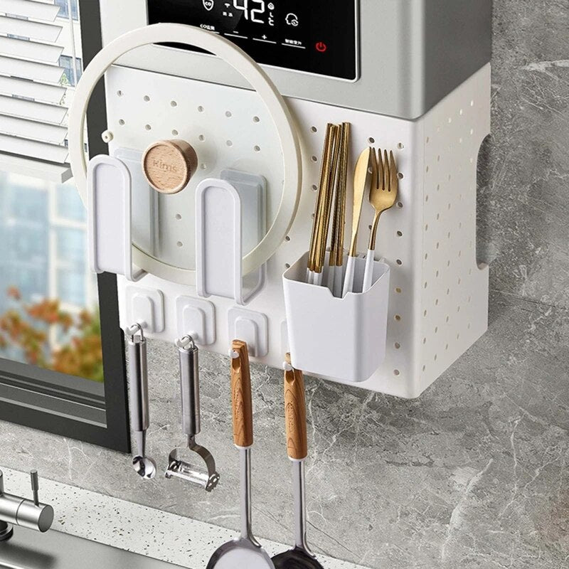 Kitchen Organizer Wall-Mounted Hole Board Storage Rack - Image 0