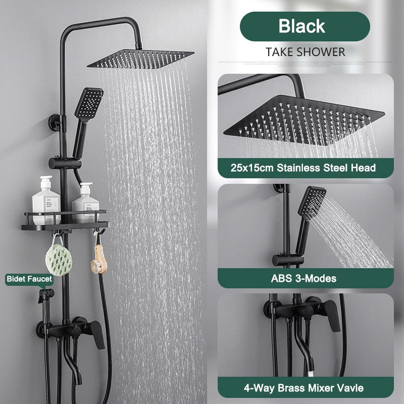Elegant Piano Style Rainfall Bathroom Shower Set - Image 11